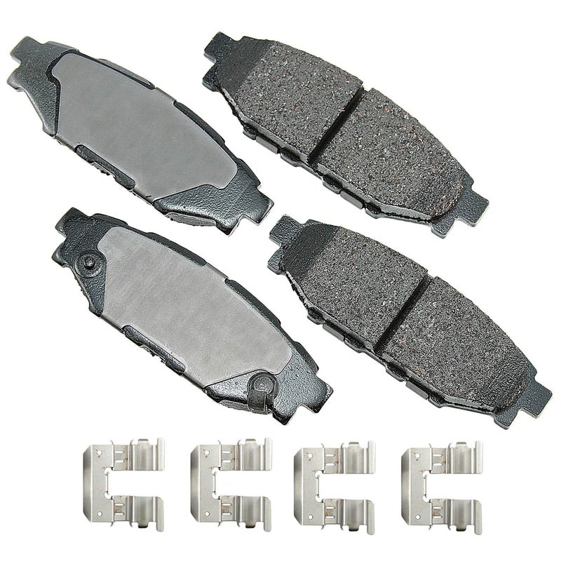 Akebono Brake Pads, ProACT, Rear, compatible with Subaru 2005-19, Set of 4